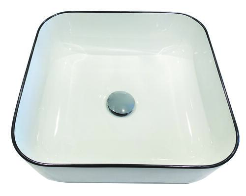 Vasque à poser LISEA en céramique avec liseré noir 40 x 40 x 11 cm